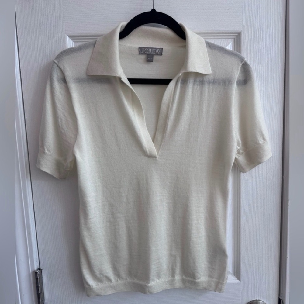 J.Crew Cream Short Sleeve Polo Sweater
